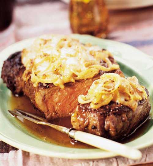 Recipe for French Onion Rib Eye Steak