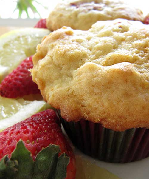 Recipe for Strawberry Lemon Buttermilk Muffins - I just love the way buttermilk adds that tangy moistness to baked goods. And the lemon and strawberry say "SPRING IS HERE!"