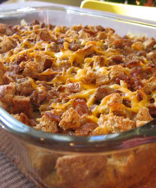 Recipe for Breakfast Casserole - This super easy and budget friendly breakfast casserole is loaded with potatoes, sausage, AND cheese! They are going to have trouble controlling themselves when this is on the table.