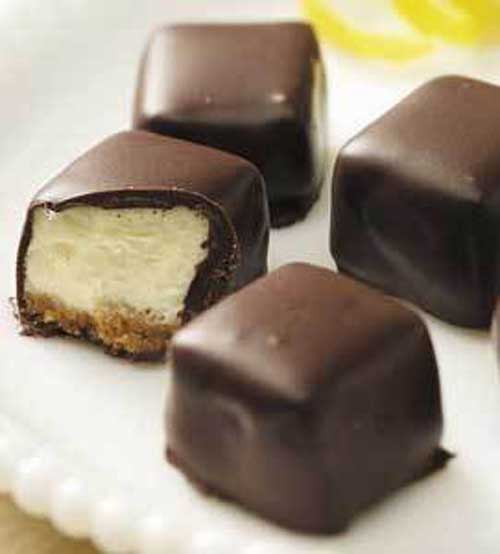 Recipe for Chocolate Covered Cheesecake Squares - Satisfy your cheesecake craving with these bite-sized treats. Dipped in chocolate, these sweet, creamy delights are party favorites. But be warned…you won’t be able to eat just one! 