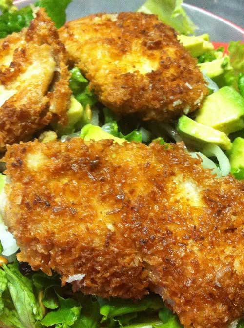 Recipe for Coconut Crispy Chicken Salad - One of my favorite things to eat has always been Crispy Chicken Salad – I mean salad is always healthy right? It was healthy and delicious!