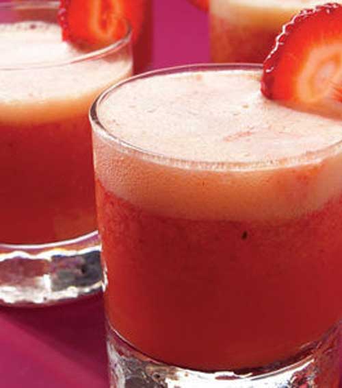 Recipe for Strawberry Coolers - This good-for-you refresher turns a lazy afternoon into a party, with appeal for thirsty kids of all ages.