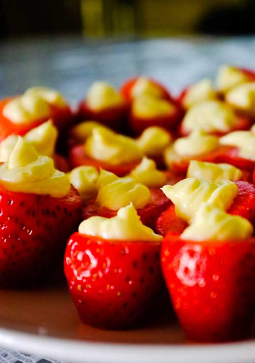 You’ll love these guilt-free little cheesecake stuffed strawberries. So easy and perfect for spring or summer parties!