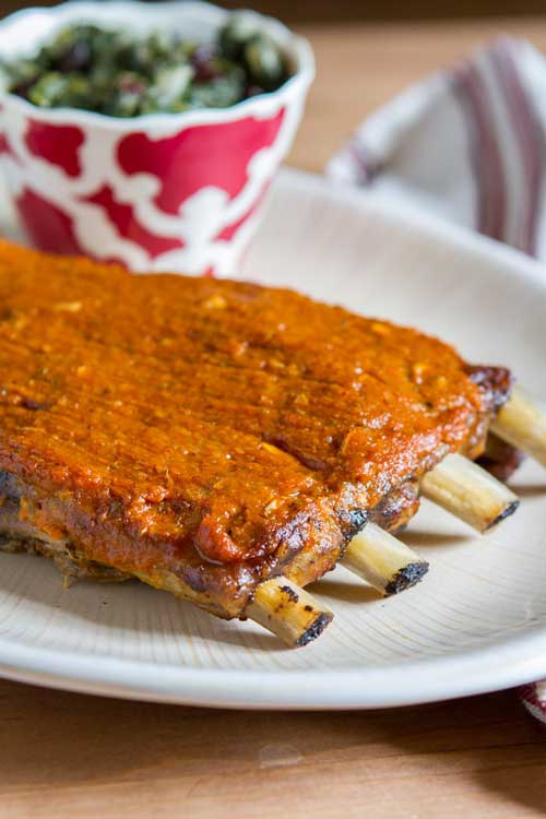 Slow Cooker Pork Spare Ribs with Spicy Peach-Mango BBQ Sauce