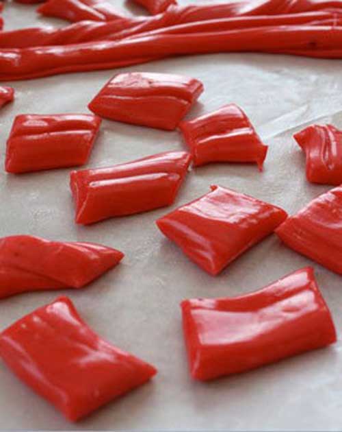 Sticky, chewy, salty, and sweet; all can be used to describe this Homemade Laffy Taffy. Little pieces of chewy delight individually wrapped in wax paper.