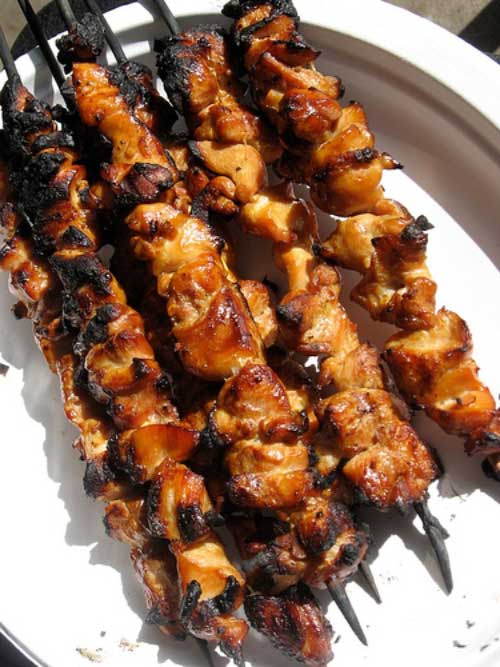 Savory skewers of honey and beer glazed chicken flavor-packed, juicy and tender.. go for the thigh meat and you’ll be convinced!