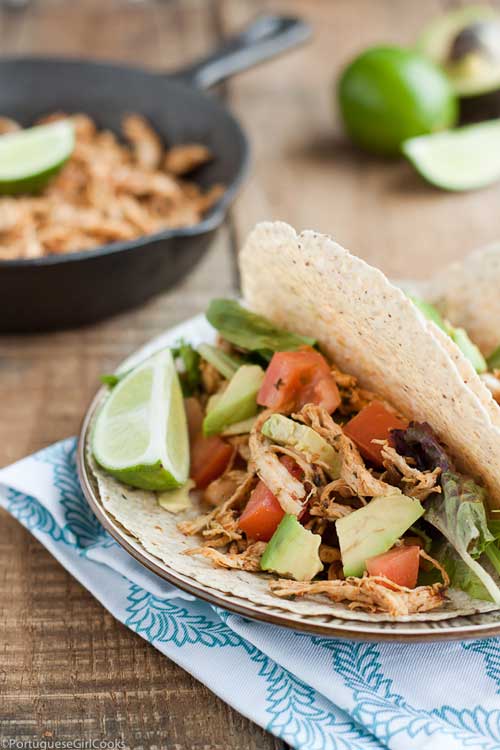 These Easy Shredded Chicken Tacos are packed with flavor, healthy, and best of all ready in less than 30 minutes.