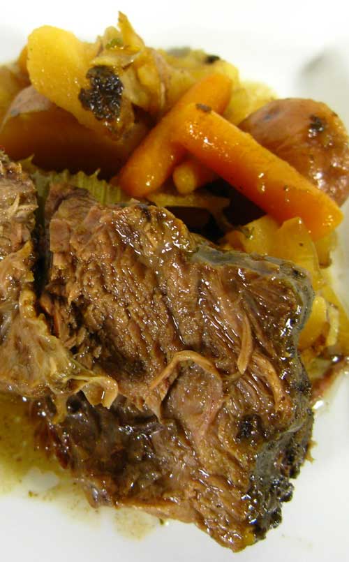 This recipe is hands down the best one I've ever used, and it's also The Easiest Slow-Cooker Pot Roast EVER and least expensive. You can prepare this dish in about 10 minutes first thing in the morning and come home from work to a house FILLED with the homey scent of pot roast.