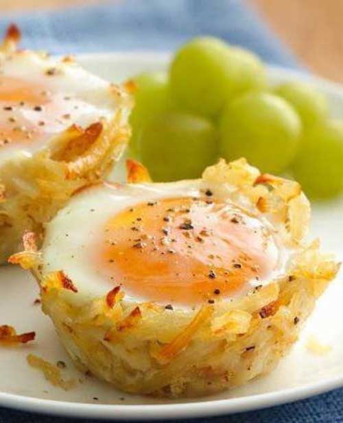 Try this new delicious take on breakfast, Egg Topped Hash Brown Nests – kids and adults alike will love this way to eat their eggs and potatoes!
