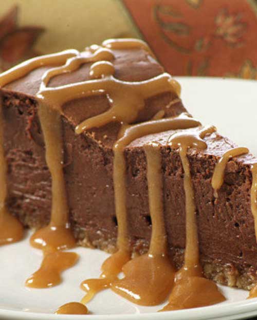 Served with caramel sauce this delicious French Chocolate Cheesecake is sure to please all the chocolate lovers in your family!