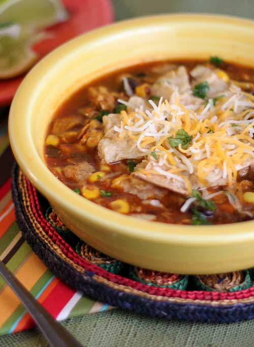 This chicken tortilla soup recipe matches the goodness of the tortilla soups found in Mexican restaurants. Very flavorful but not too spicy.
