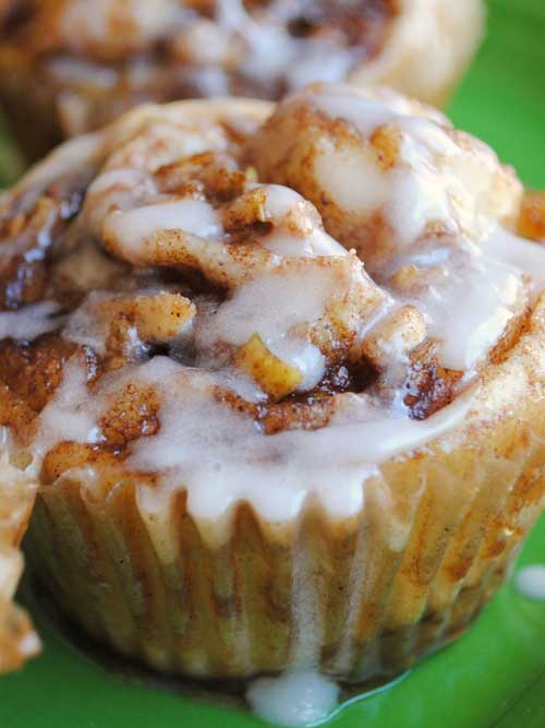 These Apple Cinnamon Roll Cupcakes are ridiculously good... think cinnamon roll without the need for a fork.  They are still a little messy - even with the wrappers, but in a good way.