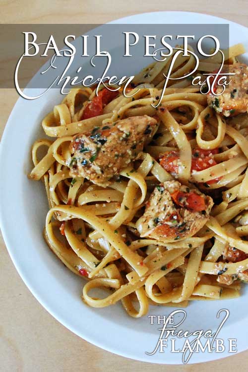 Recipe for Basil Pesto Chicken Pasta - In the time it takes to boil pasta, you too can make this mouth-watering dish for dinner!