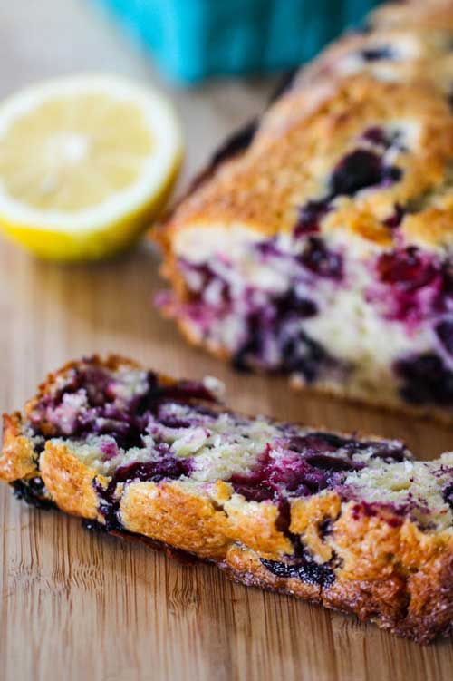 Recipe for Lemon Blueberry Muffin Bread - This sweet breakfast bread tastes just like a giant blueberry muffin.