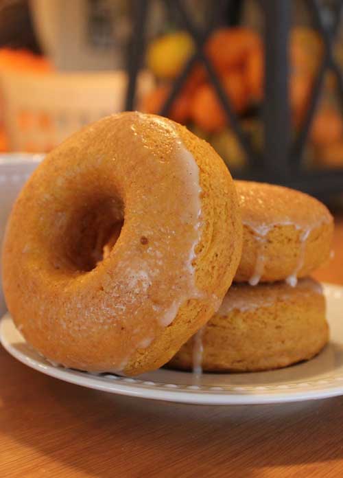 I made these Baked Pumpkin Donuts for a fun breakfast and they turned out great! Topped with a cinnamon glaze and dunked in a little hot cocoa.... perfect for a cold fall morning! Enjoy!