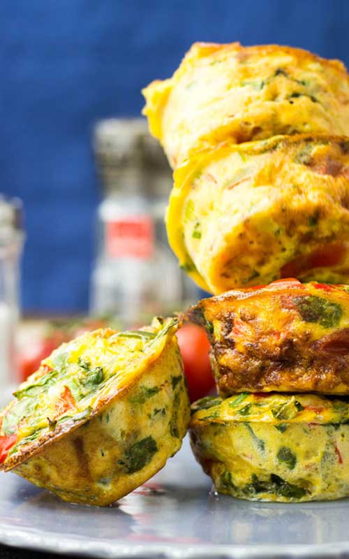 These Low Carb Breakfast Egg Muffins taste like an omelette, look like a muffin and are packed full of protein and delicious veggies. The perfect breakfast!