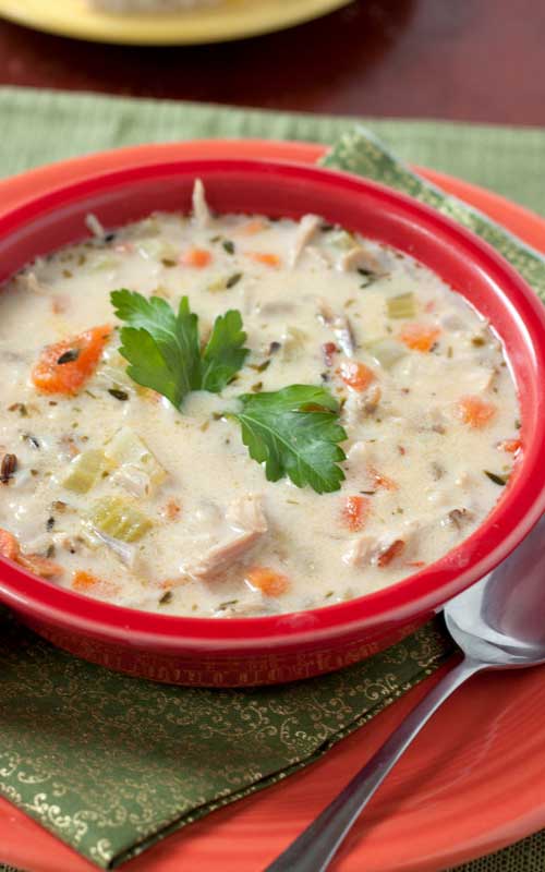 The rice and vegetables make this Turkey with Wild Rice Soup very filling and yet it’s low-fat, which is also welcome after eating all that rich food last week.