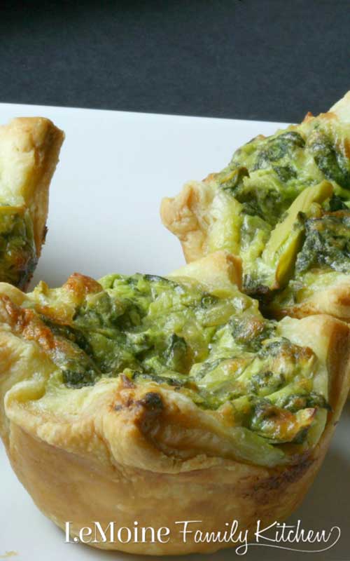 Spinach Artichoke Puff Pastry Cups
