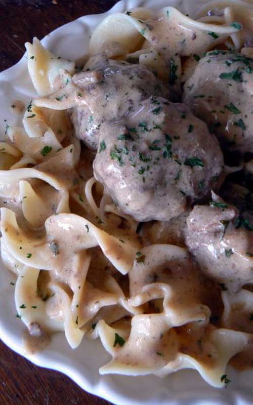 Nothing beats homemade Swedish Meatballs on Noodles smothered in a creamy gravy sauce, and they taste much better than the IKEA version!