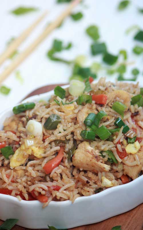 This Healthy and Easy Chicken Fried Rice is so simple to make at home, and is way better, healthier and cheaper than take out!