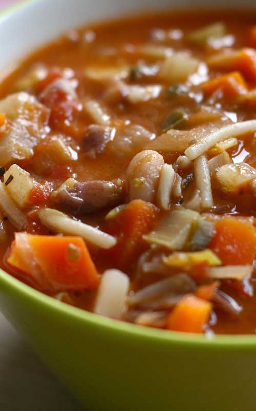 This Winter Minestrone Soup really can be made in less than an hour and tastes like it simmered all day. Minestrone lends itself to variations, so improvise with the ingredients that you have on hand.
