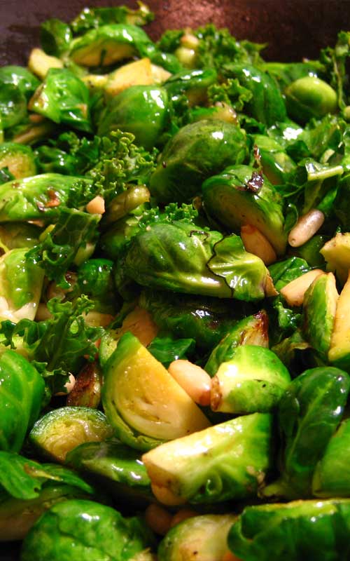 Braised Sprouts with Pine Nuts