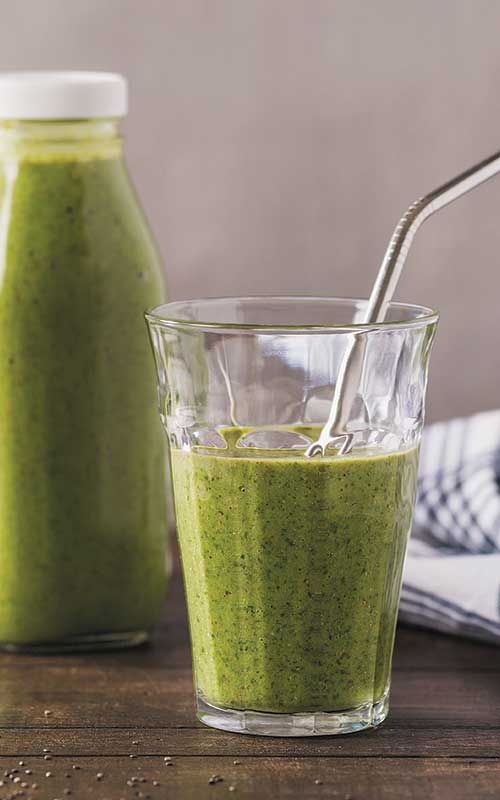 This Power Green Smoothie is chock-full of green goodness. Pineapple and pear balance the leafy greens making this a go-to smoothie at any time.