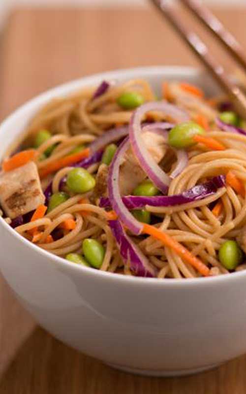 Recipe for Sesame Asian Noodle Chicken Salad - A refreshing light pasta salad with a delicious Asian flair. Great for a summer cookout or picnic. 