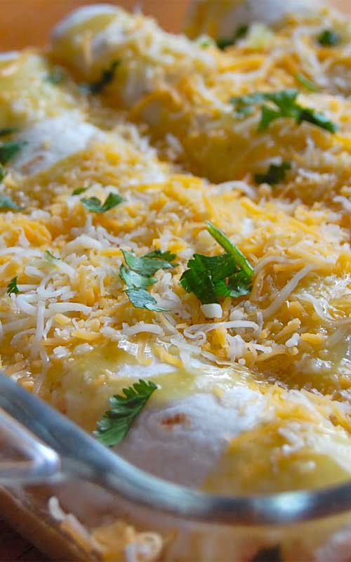 Recipe for Easy Chicken Enchiladas - This enchilada dish is sure to be a new family favorite; it is simple to put together and also perfect for leftovers.....if you ever have any!