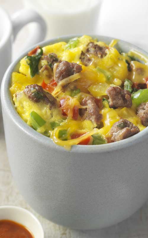 Looking for a quick and easy breakfast to start your day off right? These Sausage and Egg Breakfast Mugs are an omelette without all of the effort, and are ready in a fraction of the time.